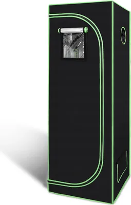 Produktbild von VINGO Grow Zelt 60x60x180cm Grow Tent, Growbox, Growschrank fuer Homegrow, Indoor Anbauzelt, Growroom, Lichtdicht und Wasserdicht Pflanzzelt, Zuchtzelt Schwarz Gruen