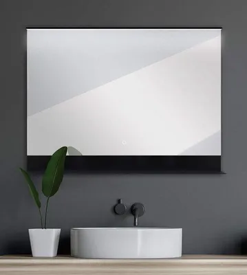 Zdjęcie produktu dla Lustro łazienkowe – czarne – 80 x 60 cm