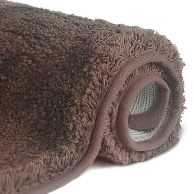 Produktbild von Rutschfeste, hochflorige Badematte, 50 x 80 cm, maschinenwaschbar, Badematte aus wasserabsorbierenden, weichen Mikrofasern für Badewanne, Dusche und Badezimmer (dunkelbraun)