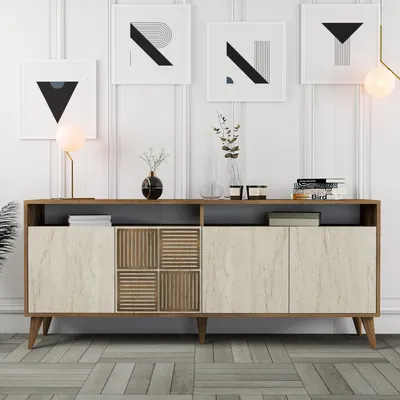 Produktbild von Skye Decor, Milan - Walnut, Travertine, Konsolentisch, Nussbaum, 100 % MELAMINBESCHICHTETE SPANPLATTEN, 180 x 78 x 35 cm