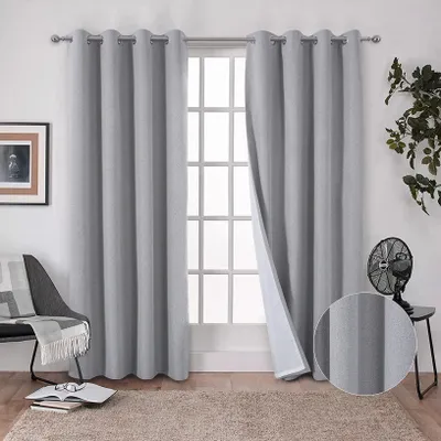 Blickdichte Vorhänge mit Ösen, grau, 245x140 cm, 2er-Set