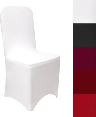 Produktbild von Stuhlhusse Stretch Weiß elastischer Universal Stuhlüberzug Stuhlbezug dehnbar, 1 Stück