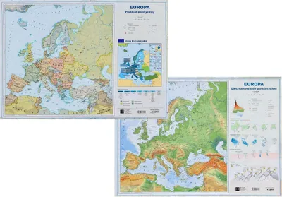 Produktbild von Europa. Politische und physische Karte. Doppelseitige Schreibtischunterlage.