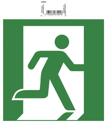 Produktbild von Exacompta Hinweisschild Evakuierung rechts PVC selbstklebend 20x20cm Grün 67001E