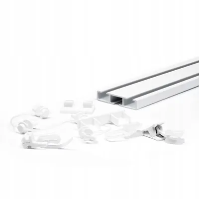 Produktbild von Alu Gardinenschiene Vorhangschiene Vorhangstange Schienensystem Deckenmontage 200cm Weiß 1-läufig 2-läufig Schiene Set mit Haken Gleitern Komplettset