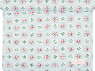 Produktbild von Greengate Tischläufer ELLE PALE BLUE Blau mit Blumen Baumwolle 45 x 140 cm