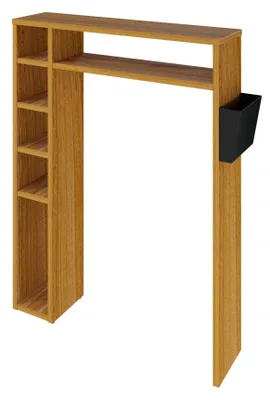 Obrázok produktu pre Kúpeľňová odkladacia polica „Helmer“ – elegantná a kompaktná, 80 x 21 x 106 cm – orech Troia a čierna Levira