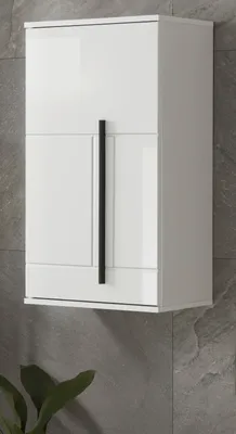 Produktbild von Badezimmer Hängeschrank "Design-D" in weiß Hochglanz Badschrank hängend 45 x 85 cm