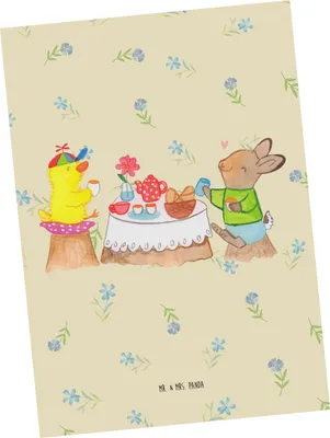 Produktbild von Mr. & Mrs. Panda Grußkarte Ostern Frühstück - Blumig - Geschenk, Hase, Frühling, Postkarte, Ansichtskarten, Ostergeschenke, Ansichtskarte, Fotokarte, Postkarten