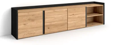 Immagine prodotto di Mobile TV Soggiorno, 207x50x35 cm, Per TV fino a 80", Mobile Soggiorno, Rovere e nero