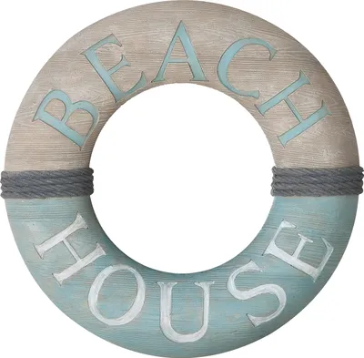 Immagine prodotto di Gilde Spiegel, rund, "Beach house", Spruch, Kunstharz, grau, VE 1, L. 3.5 cm, D. 45 cm 59245 4063387592458