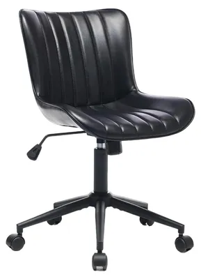 Immagine prodotto di Sedia girevole moderna - Sedia da ufficio - Ergonomica - Regolabile in altezza - Girevole a 360° - Seduta imbottita in pelle con braccioli - Con rotelle - Nera
