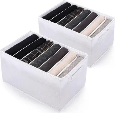 Produktbild von Famanu Kleiderschrank Organizer 7 Fächer Aufbewahrungsboxen - Set von 2, Weiß