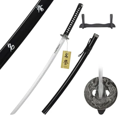 Immagine prodotto di Spada katana samurai decorativa in bambù da 103 cm con saya e supporto | Decorazione per anime, cosplay, sala giochi e ufficio Bushido JT10316