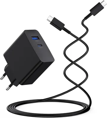 Produktbild von 65W USB C Schnell Ladegerät 2 Port für Samsung Galaxy S25 S25+ S25 Ultra S24 S24+ S24 Ultra S23 S23+ S23 Ultra S22 S22+ S22 Ultra S21 S21+ S21 Ultra