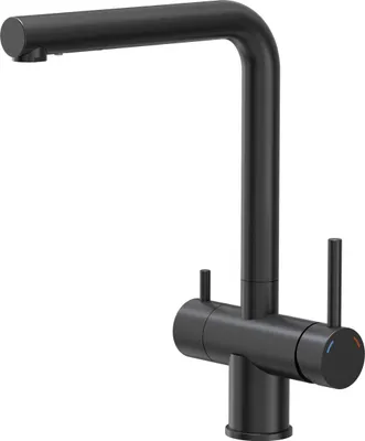 Produktbild von QUADRON Küchenarmatur ELLEN Dreiwege Mischbatterie 360°, Farbe: Schwarz, Höhe: 33 cm Armatur Küche aus Edelstahl, Wasserhahn für Küche