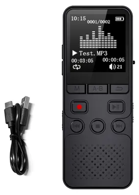 Produktbild von Digitaler Diktierrekorder mit 1,4-Zoll-TFT-Bildschirm und zwei Mikrofonen für Vorlesungen, Besprechungen, Unterricht und Interviews, 32 GB
