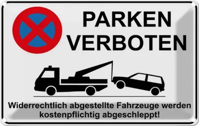 Produktbild von vianmo Blechschild 12x18 cm Parken verboten widerrechtlich Warnschild Hinweisschild Sicherheit Vorsicht