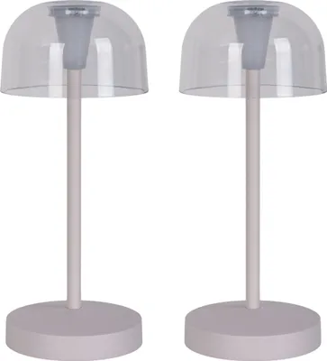 Produktbild von Näve Leuchten LED Außentischleuchte GOMBA mit LED Platine dimmbar LED Außentischleuchte GOMBA mit LED Platine dimmbar Außentischleuchten - 2er-Set Akku-/Tischleuchte "GOMBA" H: 18,5cm frosted almond, Tischlampe für den Außenbereich im Modern Style aus Metall und Kunststoff in beige, 18,5 cm hoch, Ø 8 cm, LED Platine – dimmbar – Berührungssensor – Akkubetrieb