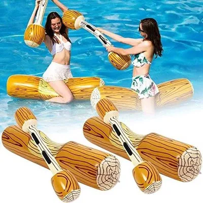 Produktbild von Dreibeiniges Holzschwimmspielzeug für Schwimmbad - Zweiteiliges Holzschwimmspielzeug mit Schwimmbäumen - Ideal für Spaß bei Partys - Geeignet für alle Altersgruppen