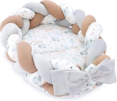 Produktbild von Famanu Babynest 75 x 45 cm - Knuffelnest mit Geflochtenem Kissen