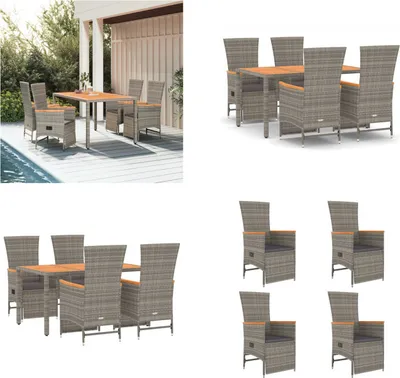 Image de vidaXL 5 pcs. Salon de jardin avec coussins Gris Poly Rotin - Salon de jardin - Salon de jardin - Salon Terrasse