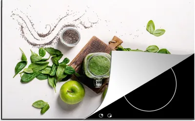 Produktbild von KitchenYeah© Herdabdeckplatte Kräuter - Apfel - Smoothie , 76x51cm, Küche Deko, Glaskeramikkochfeld Herdabdeckung, Abdeckplatte fùr Kochfeld