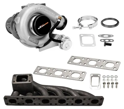 Image de Kit collecteur turbo pour BMW E34 520i, 525i, M50B20, M50B25 (1990-1996) avec soupape de décharge