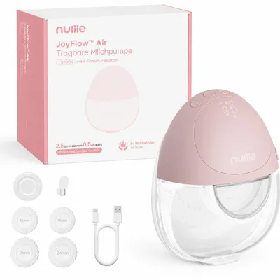 Produktbild von Nuliie JoyFlow Air Milchpumpe Elektrisch tragbare, Ultradünn & Leicht, Elektrische milchpumpe freihändig, 3 Modi & 12 Stufen, 27 mm Flansch