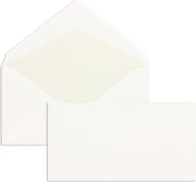 Produktbild von Briefumschläge - Weiß 96 x 181 mm | 100 g/qm Offset | Ohne Fenster | Nassklebung | Spitze Klappe | 500 Stück