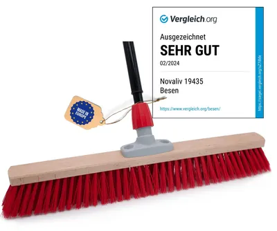 Produktbild von Novaliv Straßenbesen 80 cm I Besen mit Stiel ausziehbar I Elaston rot I Grob I Industriebesen Kehrbesen Gartenbesen Hofbesen