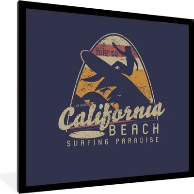 Produktbild von MuchoWow® MuchoWow® Gerahmtes Poster Vintage - Surfen - Surfbrett 40x40 cm - Poster mit zchwarzem Bilderrahmen - Mit Rahmen - Wanddekoration Schlafzimmer
