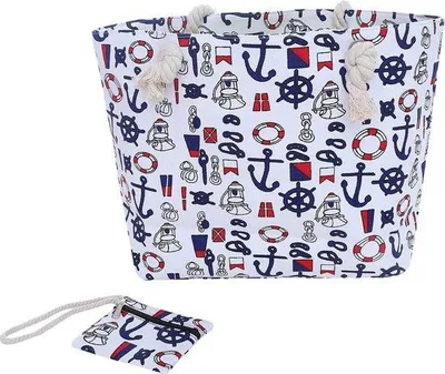 Produktbild von Gepolsteter Strandtas - Schultertasche mit Klettverschluss - Einkaufstasche - Korb - Baumwol