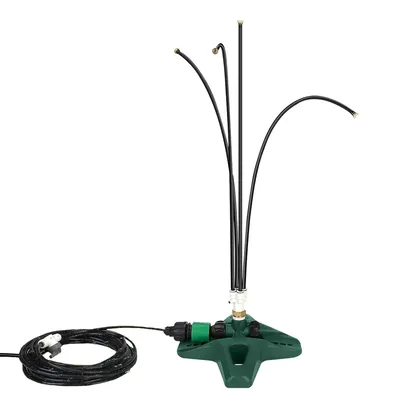 Produktbild von Stehende Sprühnebel Kühlung Wassernebel Sprinkler Nebelkühlsystem mit 10M Rohr und 4 Nebeldüsen für Terrasse Garten Strand Schwimmbad
