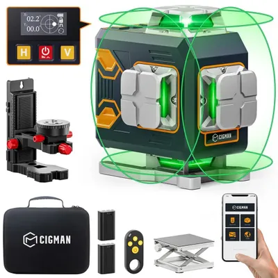 Obrázok produktu pre Laserový nivelátor, 4 x 360° laserové roviny, funkcia diaľkového ovládania, model CM-S02
