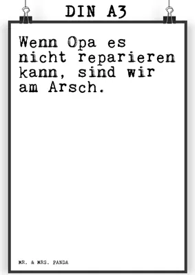 Produktbild von Mr. & Mrs. Panda Bild Wenn Opa es nicht... DIN A3 - Weiß - Geschenk, Papa, wanddeko, Plakat, Spruch Sprüche Weisheiten Zitate Lustig Weisheit Worte, Großeltern, drucke