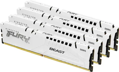 Produktbild von Kingston FURY Beast - DDR5 - Kit - 128 GB: 4 x 32 GB - DIMM 288-PIN - 5600 MHz / PC5-44800 - CL40 - 1.25 V - ungepuffert - on-die ECC - weiß