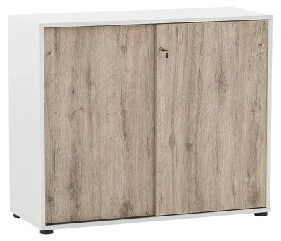 Aktenschrank Schiebetüren 100x41x83,6 cm weiß/wildeiche