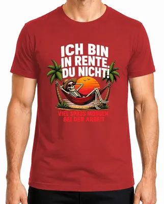 Productafbeelding van "Ik ben met pensioen, veel plezier morgen," sarcastisch heren T-shirt, rood, XXL