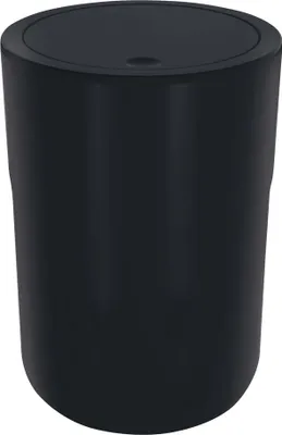 Produktbild von Spirella Design Kosmetikeimer "Cocco" mit Extra Ring für Müllbeutel Treteimer Schwingdeckeleimer Abfallbehälter mit Schwingdeckel 5 Liter (ØxH): 19 x 26 cm Schwarz