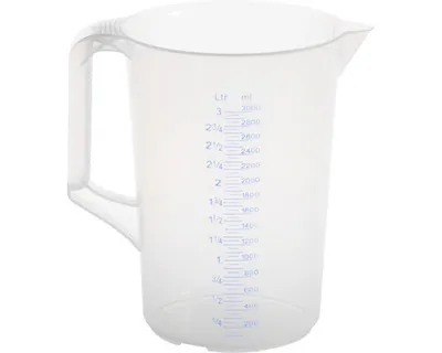Produktbild von Hünersdorff Messkanne 3000ml Polypropylen Durchmesser 175 x Höhe 238mm blaue Skala 25:25 transparent - 938000