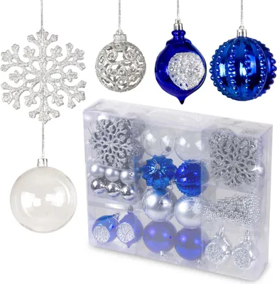 Produktbild von Weihnachtskugelset Christmasballs Weihnachtsschmuck 39 tlg Blau Silber