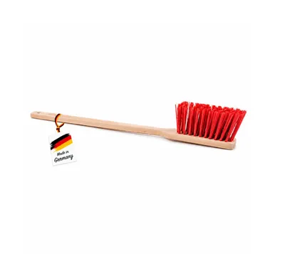 Produktbild von Langstiel Handfeger 60cm Lang Kunststoff rot Elaston Handbesen Handwerker-Besen Sicherheitshandfeger rote Borsten Holzgriff für draussen