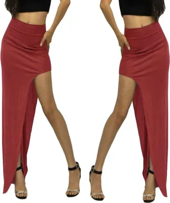 Immagine prodotto di Gonna a matita - Gonna con spacco - Maxi gonna aderente - Gonna aderente da donna - 96 cm - Gonna aderente bodycon - BordeauxRosso