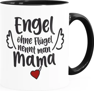 Produktbild von Kaffee-Tasse Engel ohne Flügel nennt man Mama / Papa Geschenk zum Vatertag Muttertag SpecialMe® Mama Inner-Schwarz Keramik-Tasse