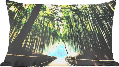 Produktbild von MuchoWow® Zierkissen Sofakissen Wohnzimmer Dekokissen 50x30 cm Bambuswald in Arashiyama, Japan - Wohnzimmerdekoration - Polster mit Photo
