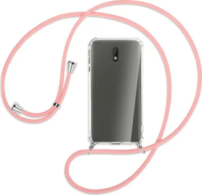 Produktbild von Handykette Backcover-Schutzhülle mit Band (Metall silberfarben) für Nokia 3 - rosa