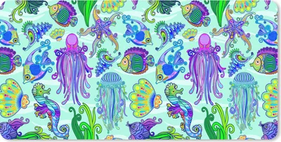 Produktbild von MuchoWow® Schreibtischunterlage Tiere - Regenbogen - Fische - Muster 80x40 cm - XXL Mauspad - Gaming Mauspad