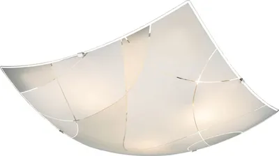 Produktbild von Globo Lighting Deckenleuchte Metall weiß, verchromt, Glas satiniert, Dekorlinien, LxBxH: 400x400x95mm, exkl. 3x E27 ILLU 60W 230V