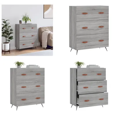 Imagen del producto de vidaXL Cómoda gris Sonoma de 69,5 x 34 x 90 cm, fabricada en material de madera. Cómoda, cómoda con cajones, armario con cajones